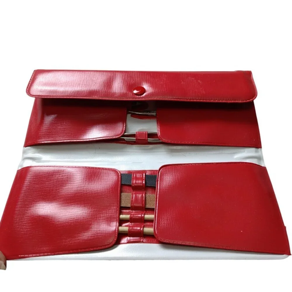 Kayser Manicure Pedicure Set In Red Case Vintage NEW 7 Piece Snap Closure